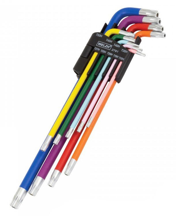 Welzh Werkzeug 2791-WW L-alakú, extra hosszú, színkódolt furatos torxkulcs készlet, 9 részes termék fő termékképe