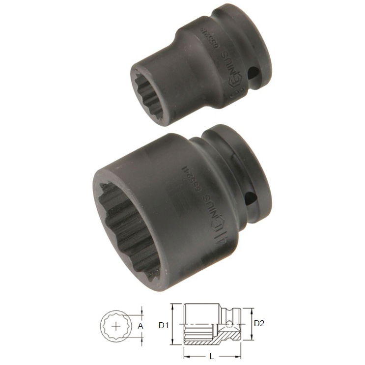 Genius Tools 655236 3/4"-os 12 lapú gépi dugókulcs fej, 36 mm termék fő termékképe